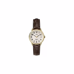 Timex Ladies Watch T20071Pf with White Dial and Brown Leather Strap