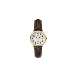 Timex Ladies Watch T20071Pf with White Dial and Brown Leather Strap