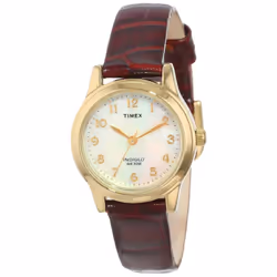 Timex Women's T21693 Essex Avenue Burgundy Croco Pattern Leather Strap Watch