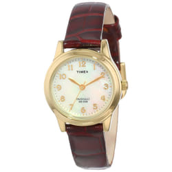 Timex Women's T21693 Essex Avenue Burgundy Croco Pattern Leather Strap Watch