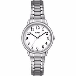 Timex Women's Easy Reader 30mm Watch - Silver-Tone Case White Dial with Silver-Tone Stainless Steel Expansion Band