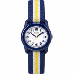 Timex TIME Machines 29mm Blue/Yellow Stripe Elastic Fabric Kids Watch