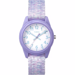Timex Girls TW7C12200 Time Machines Purple/White Sport Elastic Fabric Strap Watch