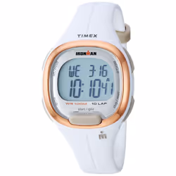 Timex Women's TW5M19900 Ironman Transit Mid-Size White/Rose Gold-Tone Resin Strap Watch