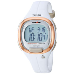 Timex Women's TW5M19900 Ironman Transit Mid-Size White/Rose Gold-Tone Resin Strap Watch