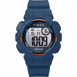 Timex Unisex TW5M23500 DGTL Mako Digital 44mm Blue/Gold-Tone Silicone Strap Watch