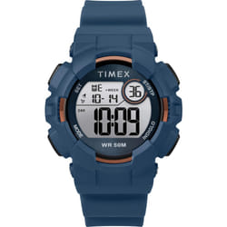 Timex Unisex TW5M23500 DGTL Mako Digital 44mm Blue/Gold-Tone Silicone Strap Watch