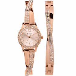 Timex Women's Dress Crystal 23mm Watch & Bracelet Gift Set - Rose Gold-Tone