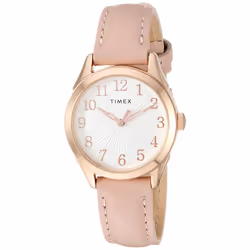 Timex Women's TW2T66500 Briarwood 28mm Pink/Rose Gold Genuine Leather Strap Watch