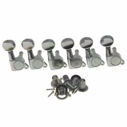 Wilkinson 6 Inline Chrome E-Z-LOK Post Guitar Tuners E-Z Post Guitar Tuning Keys Machine Heads with Mini Oval Button Chrome/B ...