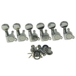 Wilkinson 6 Inline Chrome E-Z-LOK Post Guitar Tuners E-Z Post Guitar Tuning Keys Machine Heads with Mini Oval Button Chrome/Black/Gold