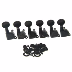 Wilkinson 6 Inline Black E-Z-LOK Post Guitar Tuners E-Z Post Guitar Tuning Keys Machine Heads with Mini Oval Button