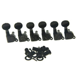 Wilkinson 6 Inline Black E-Z-LOK Post Guitar Tuners E-Z Post Guitar Tuning Keys Machine Heads with Mini Oval Button