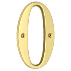 ZW Hardware A100 4 Inch Bright Brass House Number 0