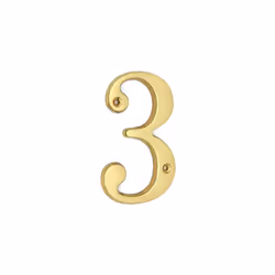 ZW Hardware A100 4 Inch Bright Brass House Number 3