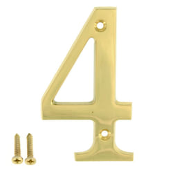 ZhongWang Hardware ZW-A100 4 Inch Bright Brass House Number 4/ZhongWang Hardware ZW-A100 Casa de lat?n brillante de 4 pulgadas N?mero 4
