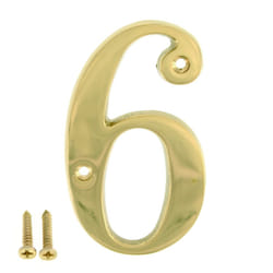 ZhongWang Hardware ZW-A100 4 Inch Bright Brass House Number 6/ZhongWang Hardware ZW-A100 Casa de lat?n Brillante de 4 pulgadas N?mero 6