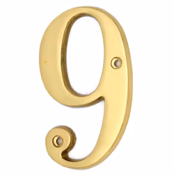ZW Hardware A100 4 Inch Bright Brass House Number 9
