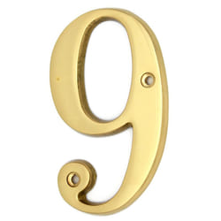 ZW Hardware A100 4 Inch Bright Brass House Number 9