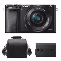 SONY A6000 Black KIT SEL 16-50MM F3.5-5.6OSS Black+Bag+NP-FW50 Battery