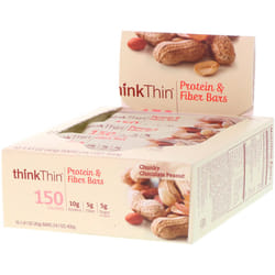 Think !, Protein & Fiber Bars, Chunky Chocolate Peanut, 10 Bars, 1.41 oz (40 g) Each