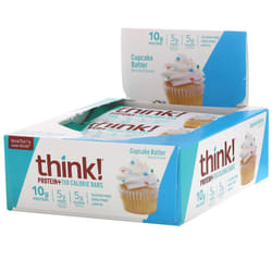 Think !, Protein+ 150 Calorie Bars, Cupcake Batter, 10 Bars, 1.41 oz (40 g) Each