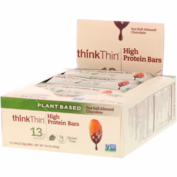 Think !, High Protein Bars, Sea Salt Almond Chocolate, 10 Bars, 1.94 oz (55 g) Each