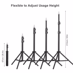 Andoer 210cm/83in Portable Metal Light Stand Heavy Duty Adjustable Photography Tripod Stand with - 210cm