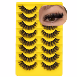 Cat Eye Lashes D Curl Russian Strip Lashes 17mm Fluffy False Eyelashes Clear Band Eyelashes Dramatic Faux Mink Lashes 8 Pairs