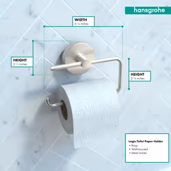hansgrohe Toilet Paper Holder Easy Install 6-inch Modern Coordinating Accessories in Brushed Nickel  40526820