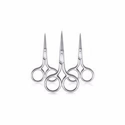 3 Pack Nose Hair Scissors Facial Hair Scissors Small Scissors Stainless Steel Straight Tip Scissor for Eyebrows, Nose, Mousta ...