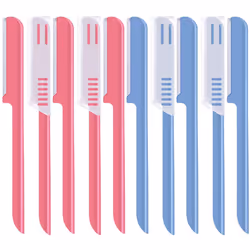10 Pieces Eyebrow Razor for Women Facial Shaver Razor Brow Shaper Eyebrow Trimmer Dermaplaner Shaping Tool with Cover Pink Bl ...