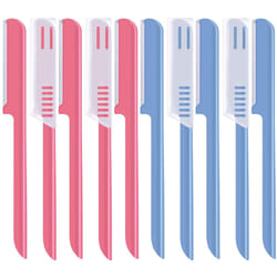 10 Pieces Eyebrow Razor for Women Facial Shaver Razor Brow Shaper Eyebrow Trimmer Dermaplaner Shaping Tool with Cover Pink Blue
