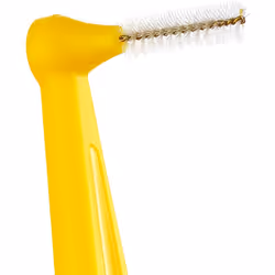 TePe Angle Yellow Interdental Brushes (0.7mm - Size 4) / Easy and simple interspace cleaning with long handle and angled neck / 1 x 6 brushes