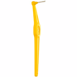 TePe Angle Yellow Interdental Brushes (0.7mm - Size 4) / Easy and simple interspace cleaning with long handle and angled neck / 1 x 6 brushes