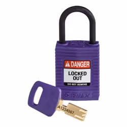 Brady SafeKey, Conventional padlock, Key lock, Keyed to differ, Purple, Nylon, Plastic