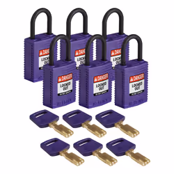 Brady SafeKey, Conventional padlock, Key lock, Keyed to differ, Purple, Nylon, Plastic