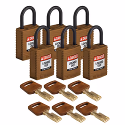 Brady SafeKey, Conventional padlock, Key lock, Keyed to differ, Brown, Nylon, Plastic
