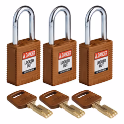 Brady SafeKey, Conventional padlock, Key lock, Keyed alike, Brown, Nylon, Steel