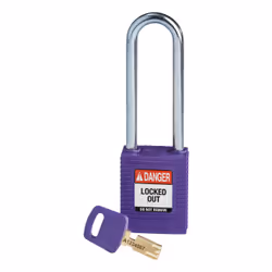 Brady SafeKey, Conventional padlock, Key lock, Keyed to differ, Purple, Nylon, Steel