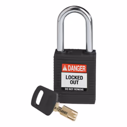 Brady SafeKey, Conventional padlock, Key lock, Keyed to differ, Black, Nylon, Steel