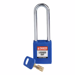 Brady SafeKey, Conventional padlock, Key lock, Keyed to differ, Blue, Nylon, Steel