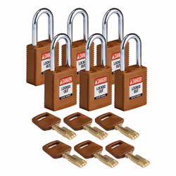 Brady SafeKey, Conventional padlock, Key lock, Keyed to differ, Brown, Nylon, Steel