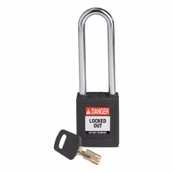 Brady SafeKey, Conventional padlock, Key lock, Keyed to differ, Black, Nylon, Steel