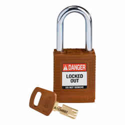 Brady SafeKey, Conventional padlock, Key lock, Keyed to differ, Brown, Nylon, Steel