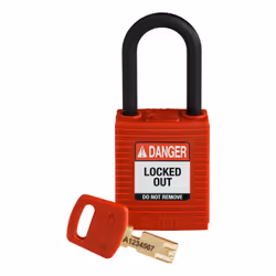 Brady SafeKey, Conventional padlock, Key lock, Keyed to differ, Red, Nylon, Plastic