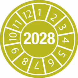 Brady DATE INSPECTION LABELS 28 Dia 35 B-7541, Green, White, Round, Permanent, White on green, Polyester, Vinyl, 3.5 cm