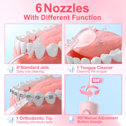 Water Dental Picks for Teeth Cleaning and Flossing, Water Flosser Electric Cordless, Water Flosser for Braces for Kids Travel, 5 Cleaning Modes 8 Jet