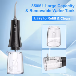 Water Flosser Cordless Rechargeable, 350ML Tank 5 Modes 8 Jet Tips, Water Flossers for Teeth Cleaning and Flossing, Dental Oral Irrigator for Home and