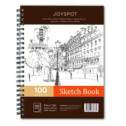 JOY SPOT 9x12 Inch Sketch Book  100 Sheets 68 lb100gsm  Spiral Bound Artist Sketch Pad for Artist Pro & Amateurs  Marker Art  colored Pencil  charcoal
